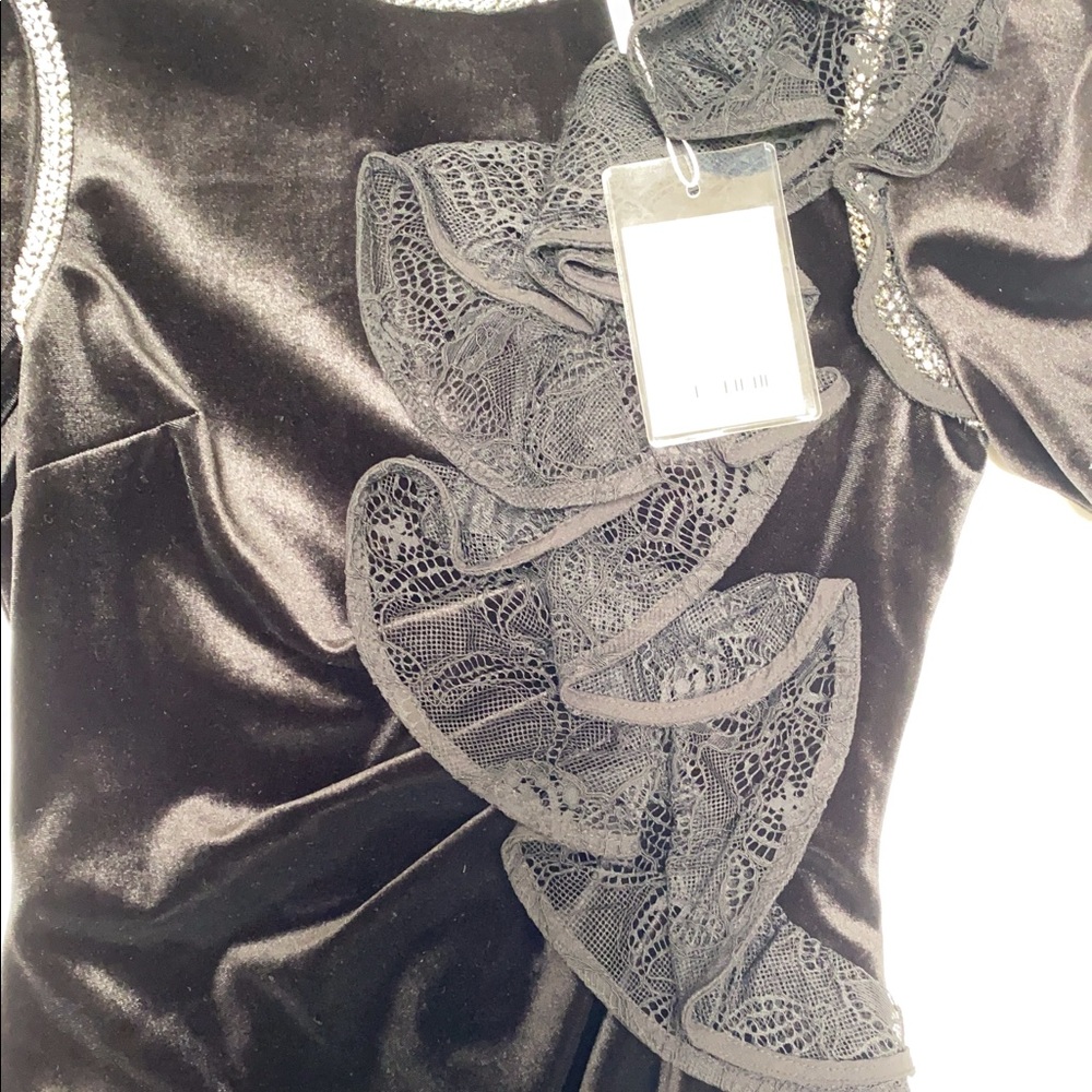 Self Portrait Velvet Ruffle Mini Dress - Picture 3 of 5